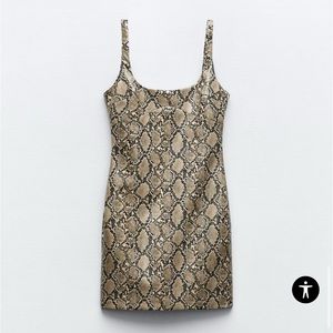 ZARA Faux leather snake skin print dress size XL